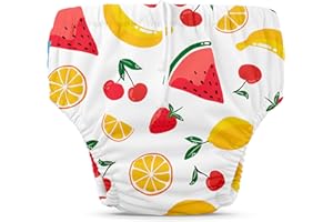 Charlie Banana Reusable Swim Diaper, Washable, Adjustable Drawstring for Baby Girls Boys, Soft and Snug Waterproof Fit to Prevent Leaks - Banana Fiesta, Size M (16-28 lbs.)