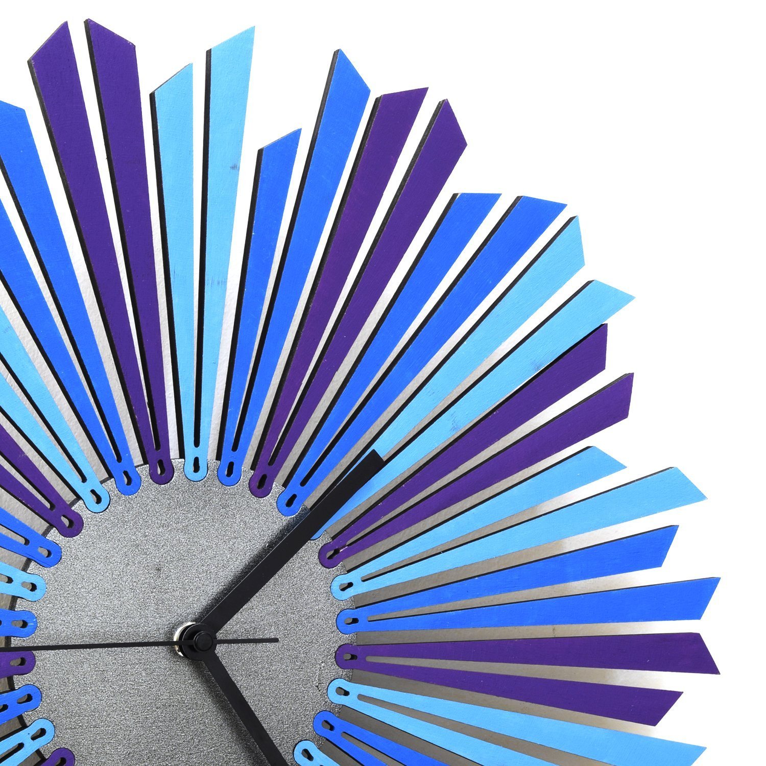 16inch Art Deco Blue and Purple Wall Clock, Abstract and Artistic Wood Decor & Art + Handmade Moon Clock Large (L) Size by ardeola - Image 5