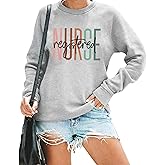 MNLYBABY Registered Nurse Sweatshirt Women Nurse Life Pullover Shirts Nursing Student Gift Crewneck Long Sleeve Tees