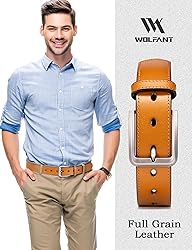 WOLFANT Men's 35mm Dress Casual Belt,100% Italian