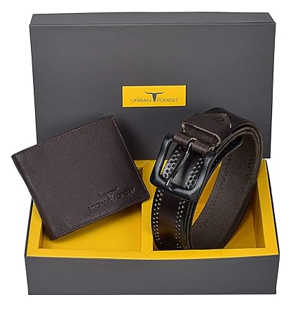 Urban Forest Henry Dark Brown Wallet and Belt Combo Gift Set for Men - Classic Dark Brown Leather Wallet and Leather Belt Combo