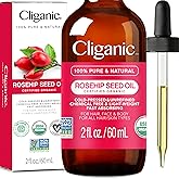 Cliganic Organic Rosehip Seed Oil for Face, 100% Pure | Natural Cold Pressed Unrefined Non-GMO | Carrier Oil for Skin, Hair &