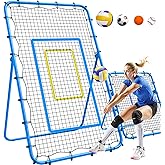 Upgrade 2-in-1 Volleyball Lacrosse Rebounder Net, 5-Angle Adjustable from 7x4 ft to 4x4.75 ft Training System for Spike, Serve & Pass Practice, Multi-Sport Drills Training Equipment with Carry Bag