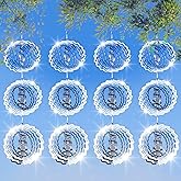 12 PCS Stainless Steel Bird deterrents for Outside,3D Wind Spinners Outdoor Bird Scarer Discs Set Pigeon Deterrent,Bird reflectors to Keep Birds Away Woodpecker Deterrent for House,Crow Deterrent