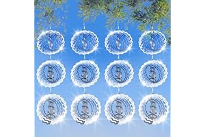 LIZOIDZSM 12 PCS Stainless Steel Bird deterrents for Outside,3D Wind Spinners Outdoor Bird Scarer Discs Set Pigeon Deterrent,Bird reflectors to Keep Birds Away Woodpecker Deterrent for House,Crow Deterrent