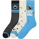Bioworld Sesame Street Cookie Monster Men's 3-Pair Pack Athletic Crew Socks