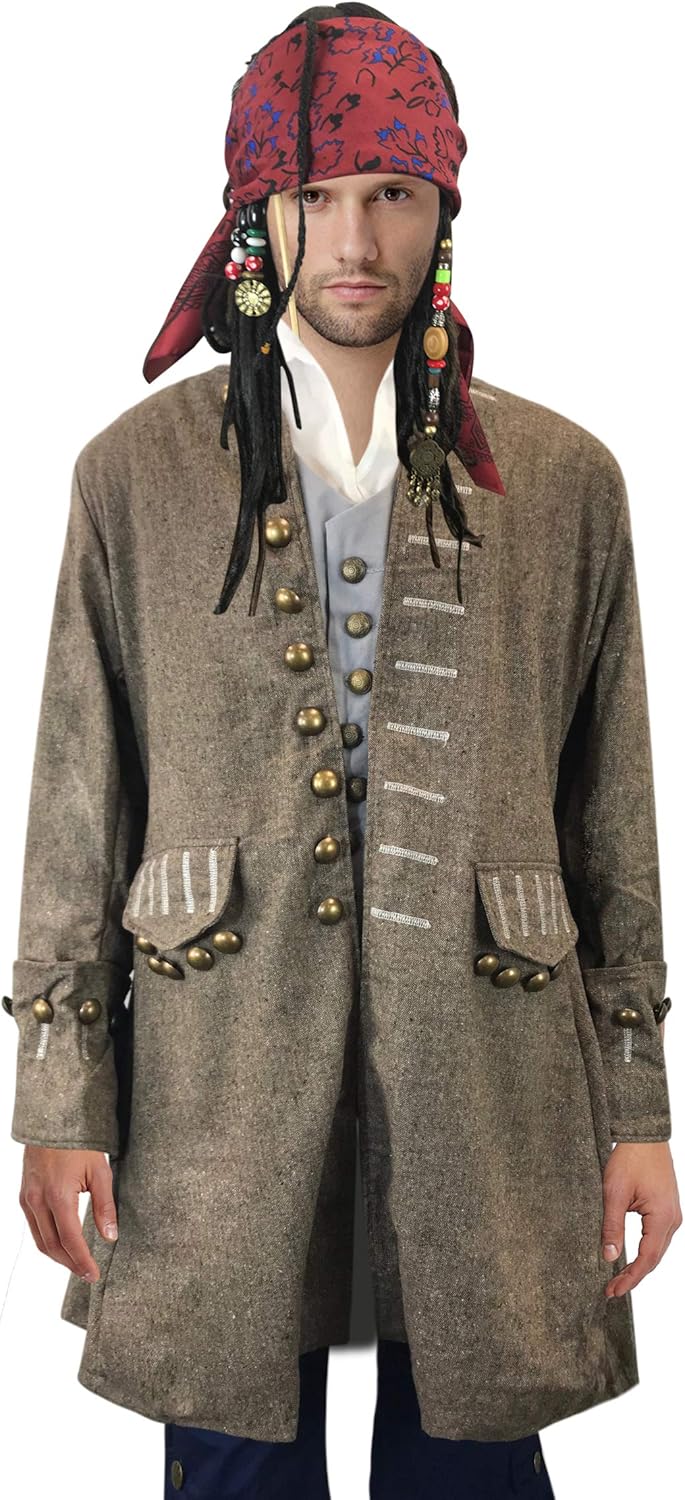 Exact Jack Sparrow Coat Pirate Costume Jacket M/L/XL Clothing