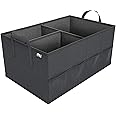 MIU COLOR Trunk Organizer for Car, Car Organizer, 8 Mesh Pockets Trunk Organizer for SUV, Non-Slip Bottom, Storage Organizer for Sedans, Van, Jeep, Grocery, 2 Compartments, Black 22"x13"x11"