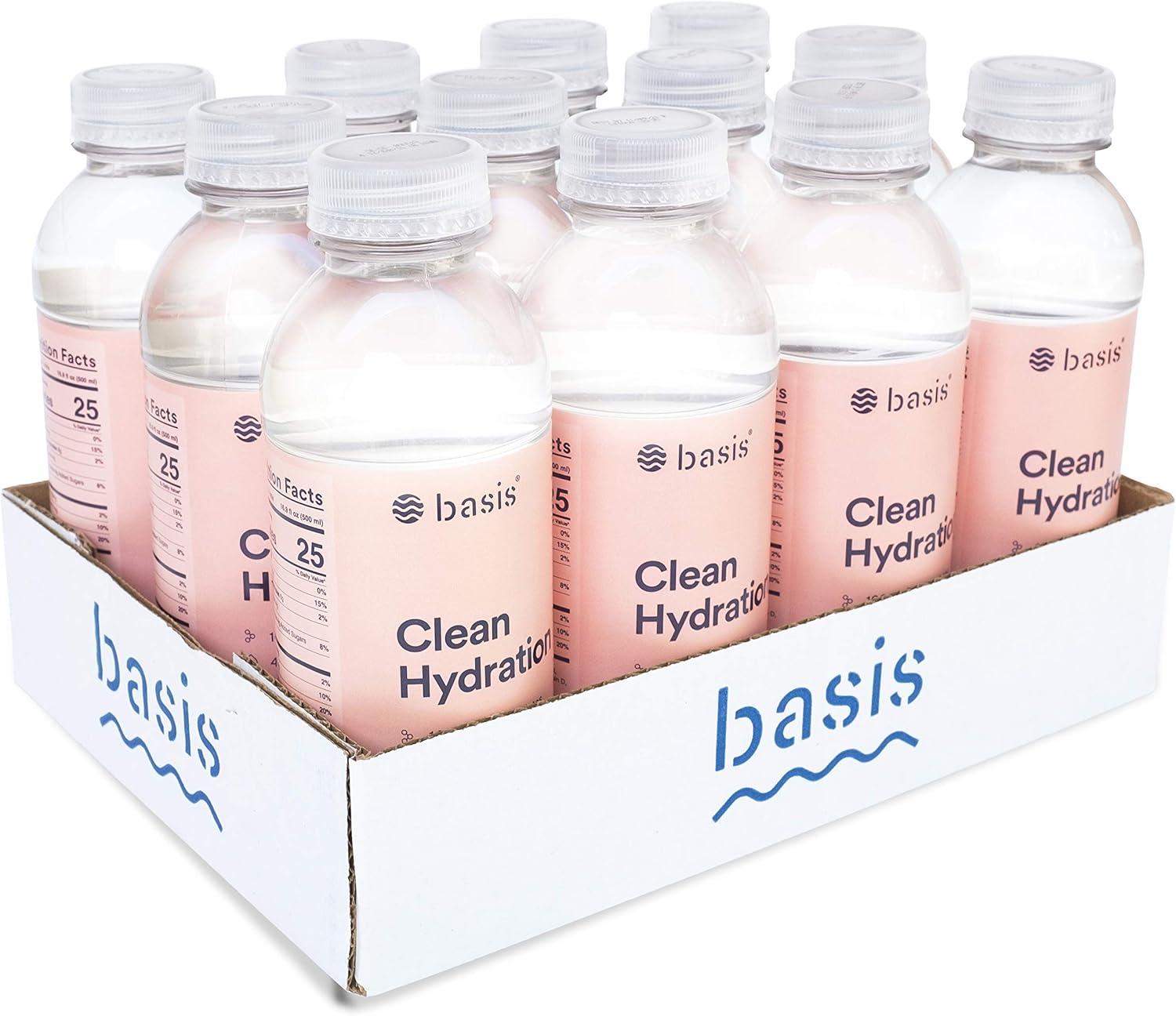 Basis Clean Hydration Drink, Low Sugar Electrolyte Beverage, Dehydration Recovery from at-Home Workouts, Exercise, Illness, Travel, Hangover, Sports, Heat, Fatigue - 12 Bottles per Case - (Variety): Health & Personal Care