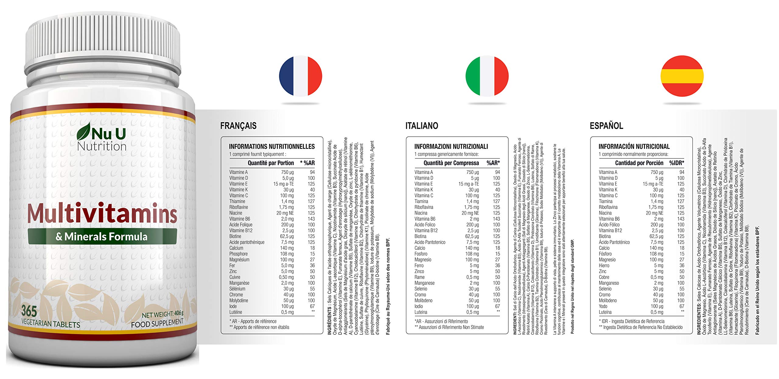 Multivitamins & Minerals Formula 365 Tablets (Up to 1 Year Supply