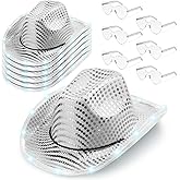 Zhanmai 6 Set LED Cowboy Hat Light Up Glitter Cowboy Hat with Sunglasses Sequin Space Cowgirl Hat for Women Men Costume