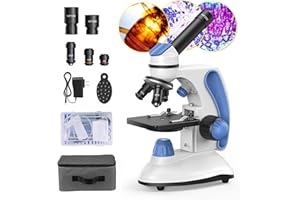 Microscope for Kids Adults, 40X-1000X FOKOOS Biological Compound Microscope with Microscope Slides, Phone Adapter, Dual LED, Microscope kit for Lab Home Student