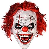 HOTTERCOS Scary Evil Clown Mask Halloween Horror Masks Full Head Latex Mask Party Costume Decorations