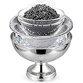 LOYIM 1 Set Caviar Serving Set with Steel Cover 3" Glass Chiller Bowl | Vintage Caviar Serving Set, Caviar Chiller Bowl, Stainless Steel Caviars Dish, Shrimp Cocktail Serving Dish, Dishwasher Safe
