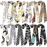 Handepo 12 Pcs Women Handbag Head Scarf Hair Purse Scarf Handle Ribbon Satin Head Neckerchief Silk Headband Charm for Gifts