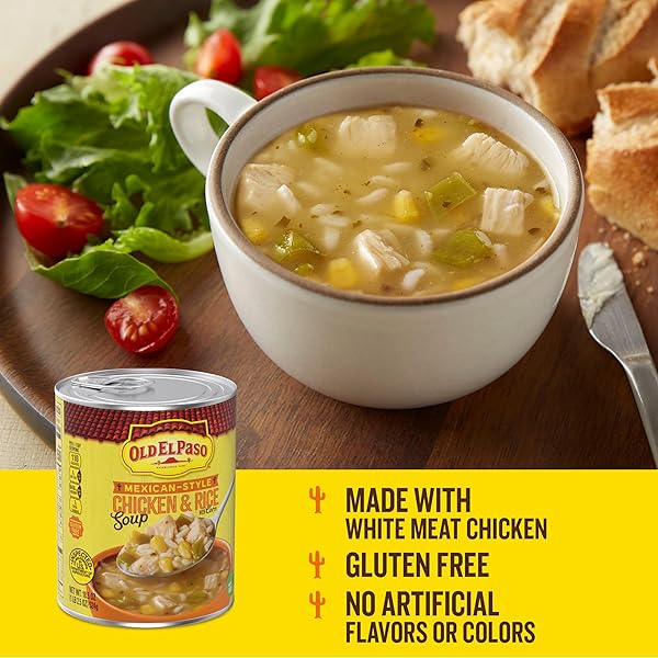 OLD EL PASO MEXICAN-STYLE CHICKEN AND RICE WITH CORN SOUP, READY TO SERVE CANNED SOUP, 18.5 OZ
