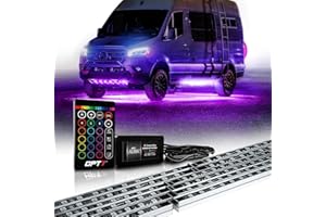 OPT7 Aura Aluminum Underglow for RV Exterior Lights w/Remote Control, 12V LED Waterproof Light Bars, Camper Van Neon Underbody Music Lighting Kit, RGB Multicolor Motorhome Travel Trailer Decoration