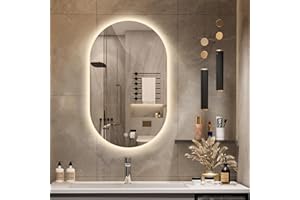 Niccy Oval LED Bathroom Vanity Mirror, 32x20inch Frameless Backlit Mirror with Light, Smart Anti-Fog Waterproof Mirror with Memory Function Dimmable Lighted Mirror