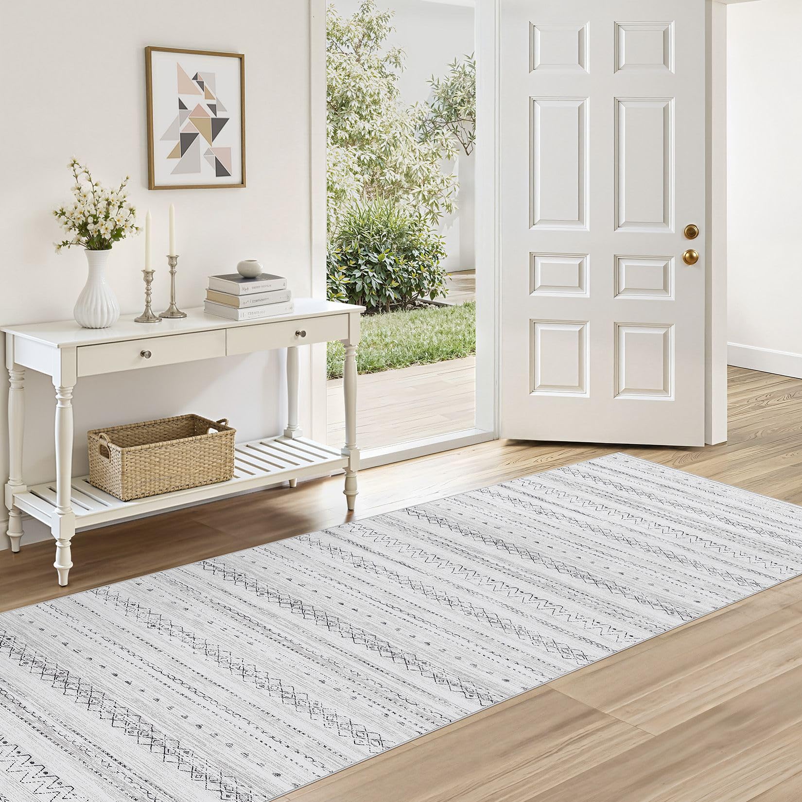 cotiled Area Rugs for Living Room Washable Living Room Rug Soft Neutral Indoor Floor Carpet Non-Slip Stain Resistant Modern Boho Rugs for Bedroom Dining Room Kids Room Nursery Office Home Grey Image