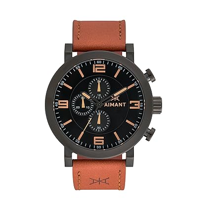 Mens Maui Black with Camel Leather Band Watch GMU-140L5-11