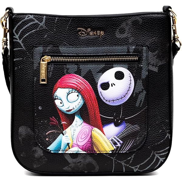 Borsa A Tracolla Jack E Sally, The Nightmare Before Christmas, Regalo Per Fan, In Poliestere Resistente, 14,5x21,5 Cm, Unisex