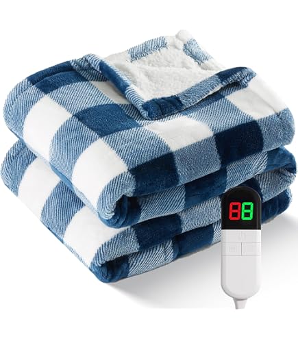 Amazon.com: Electric Heated Sherpa Buffalo Plaid Christmas Throw