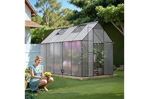 BENASS 6x10 FT Greenhouse for Outdoors,Heavy Duty Polycarbonate Greenhouse,Large Walk-in Greenhouse with Roof Vent,Aluminum Hot House for Outside Green House Garden Backyard
