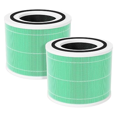 2-Pack Core 300 Replacement Filter Compatible with LEVOIT Core 300 and Core 300S Air Purifier, H13 True HEPA, High-Efficiency Activated Carbon, Replace Core300-RF-TX, Green