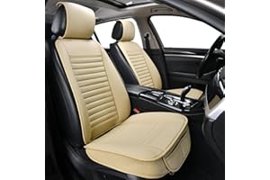Sunny color 2pc Car Seat Covers, Luxury Car Protectors,Universal Anti-Slip Driver Seat Covers, Edge WrappingsFront Car Seat Covers with PU Leather(Beige)
