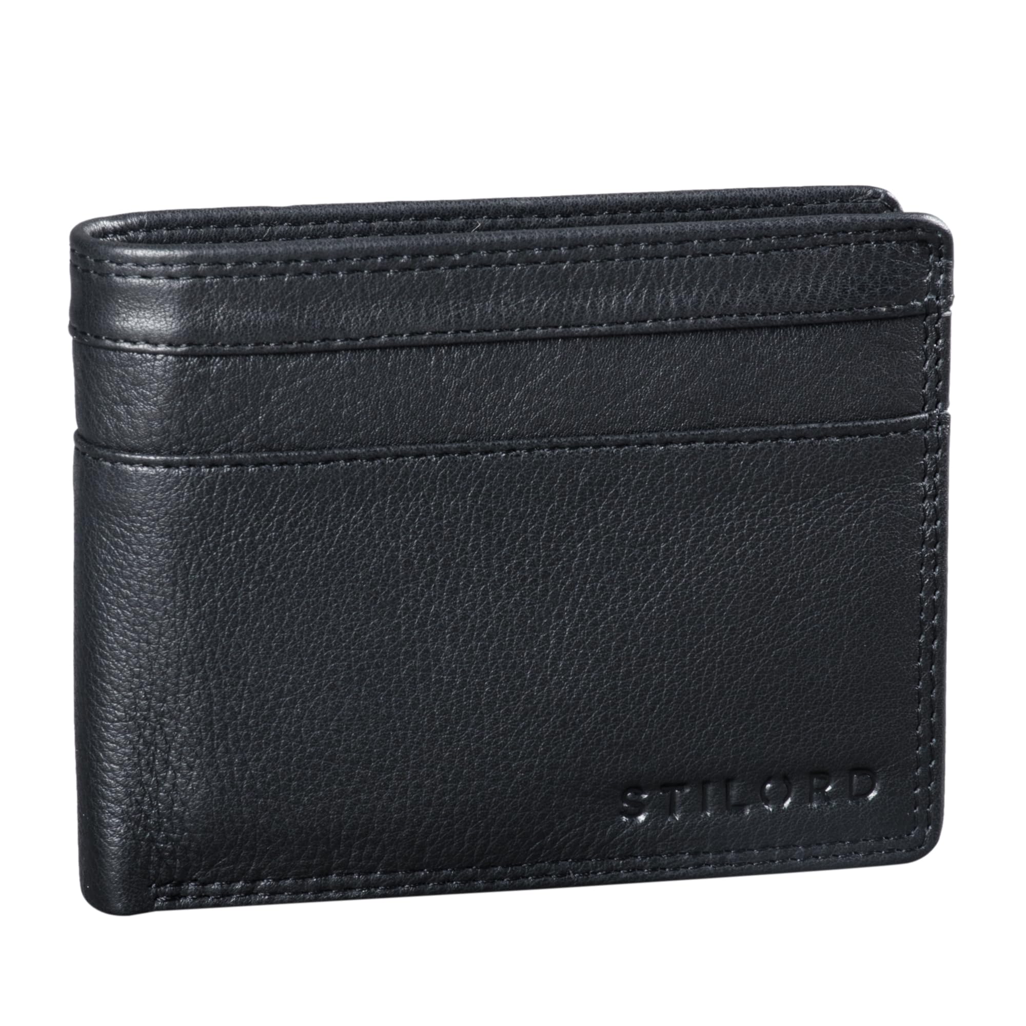 STILORD "Cooper" Vintage Leather Wallet for Men RFID Blocking Classic Purse Bifold with Coin Pocket in Black Gift Box Colour:Black
