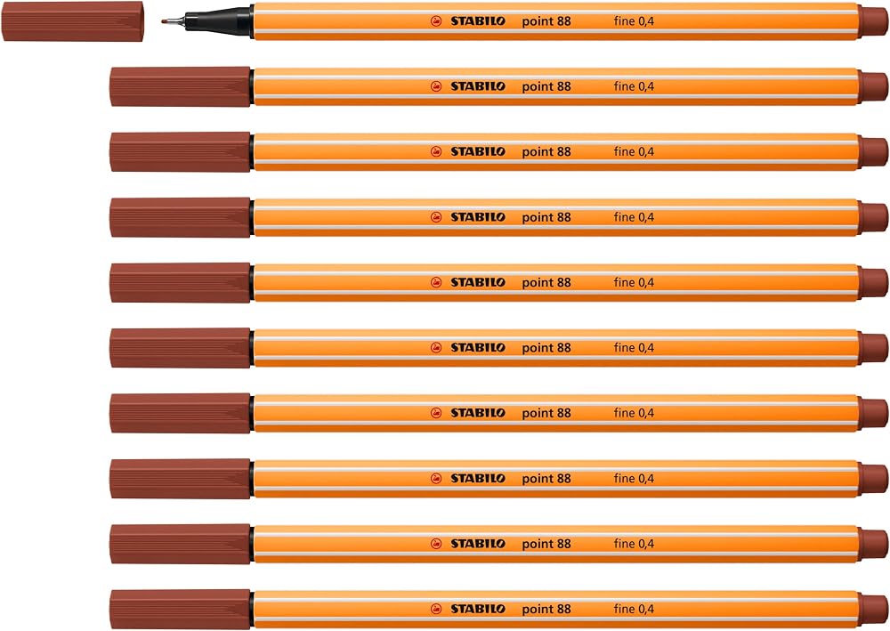 Stabilo point 88 Fineliner Pack of 10 Sienna 0.4mm Metal-cased Tip