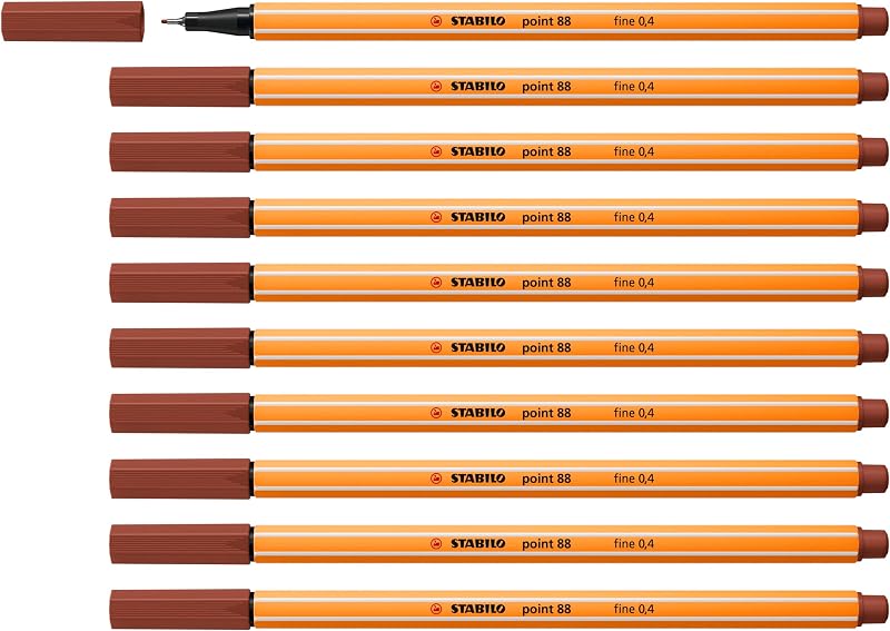 Stabilo point 88 Fineliner Pack of 10 Sienna 0.4mm Metal-cased Tip