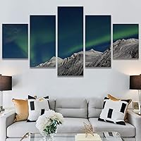 SIGNWIN 5 Panel Canvas Wall Art Astronomy & Space Contemporary Cosmic Dramatic Green Group Photography Realism Ultra for Home Decorations Ready to Hang - 60