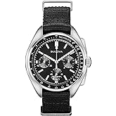 Bulova Men's Archive Series Lunar Pilot 6-Hand Chronograph High Performance Quartz Stainless Steel, Black NATO Strap and Sapphire Crystal Style: 96A225