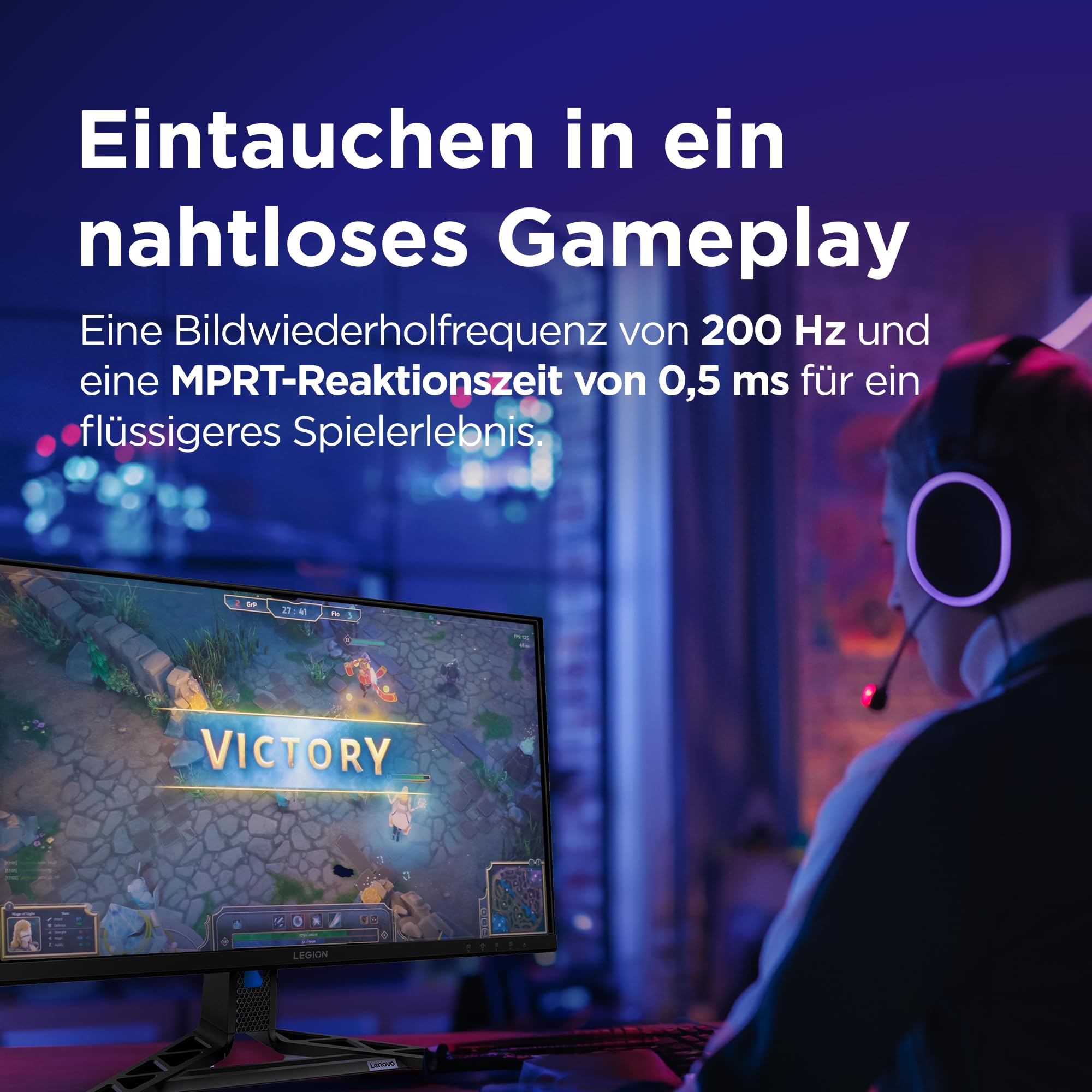 Lenovo Legion R27qe Gen 2 | 27" QHD WLED Gaming Monitor | 2560x1440 | 16:9 | 200 Hz | IPS-Panel | 0.5ms Reaktionszeit | HDMI | DisplayPort | TÜV Eye Comfort Schutz | Raven schwarz | 5.9 kg 2