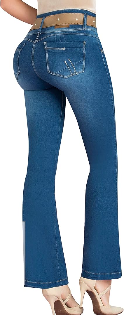Amazon Com Elastico Acampanado Butt Lifting Pantalones De Mujer