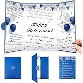 Roetyce Retirement Party Decorations, Blue Silver Retirement Guest Book, Hapyy Retirement Decorations, Best Retirement Gifts for Men Women, Retirement Signature Board, Jumbo Retirement Card Keepsake