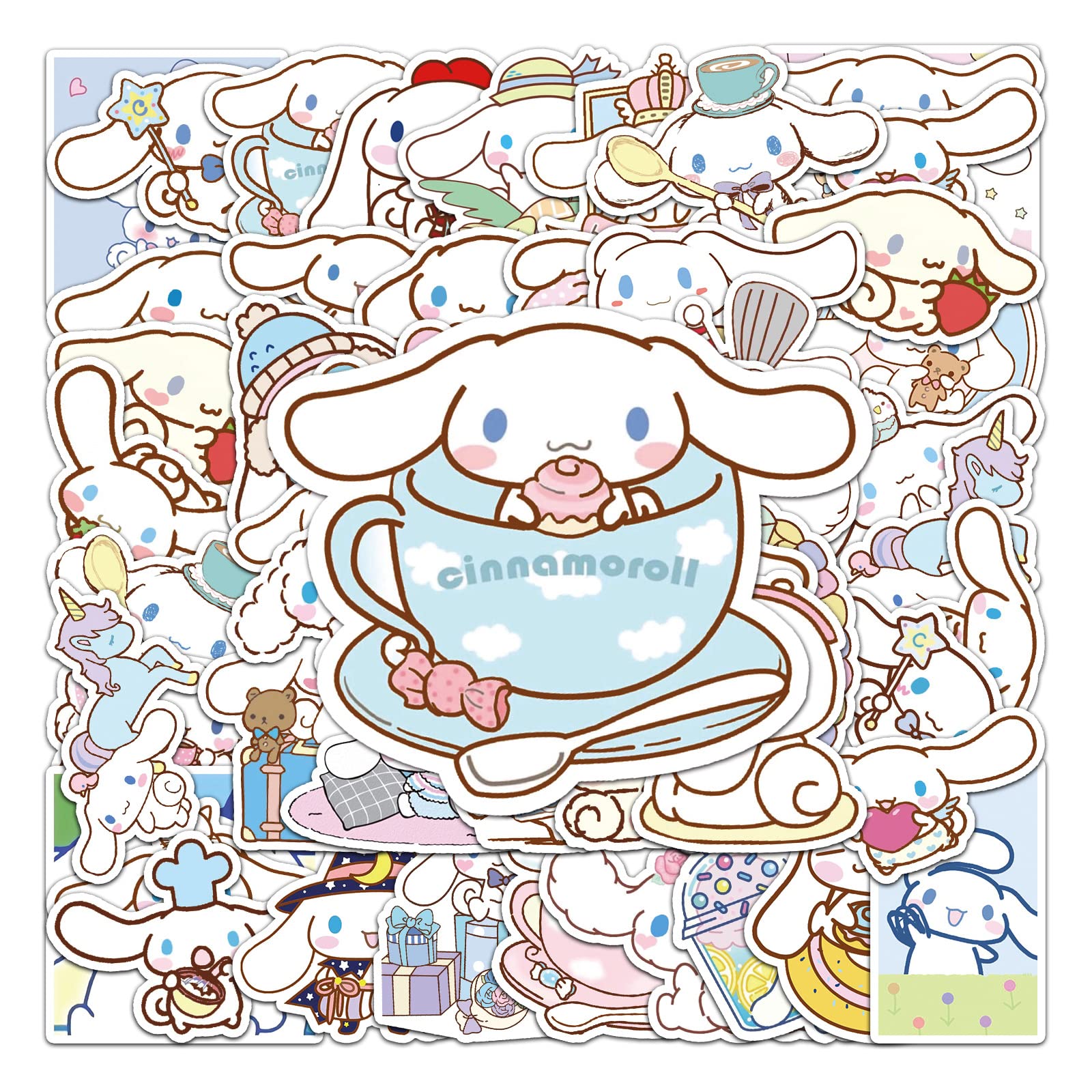50 Pcs Cinnamoroll babyCinnamoroll Stickers Vinyl Cartoon Animal Stickers for Laptop Water Bottle Car Skateboard Computer Phone Helmet Bike Luggage,Cute Waterproof Dog Stickers or Teens Kids Girls
