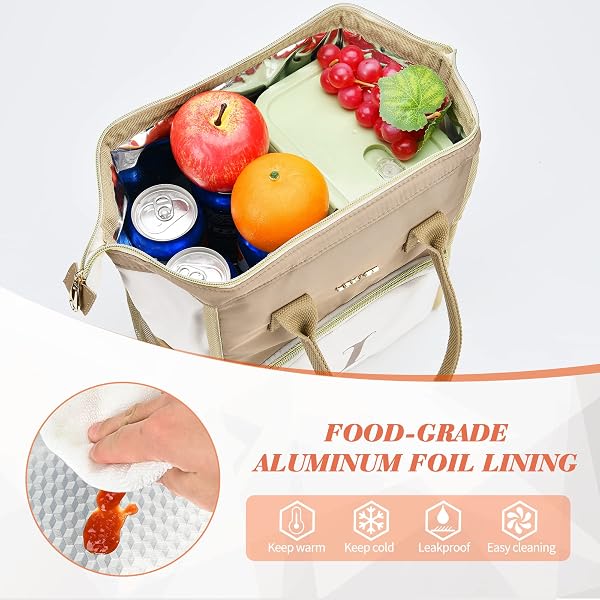 PERSONALIZED LUNCH BAG FOR WOMEN, REUSABLE INSULATED LUNCH BOX GIFT FOR FRIEND LARGE WIDE-OPEN WATER RESISTANT ADULT COOLER TOTE BAG FOR WORK, TRAVEL, PICNIC – PRINTED M