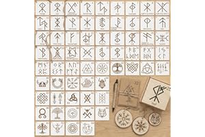 64 PCS Viking Stencils for Painting, Norse Rune Stencils for Crafts Reusable 3 x 3 in, PET Mini Symbols for Wood Signs Journa