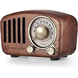 Vintage Radio Retro Bluetooth Speaker- Greadio Walnut Wooden FM Radio with Old Fashioned Classic Style, Strong Bass Enhanceme