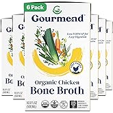 Organic Unsalted 16.9oz Chicken Bone Broth (6 Pack) – 7 Ingredients, Low FODMAP Certified, Filler Free, Gluten Free, Onion & 