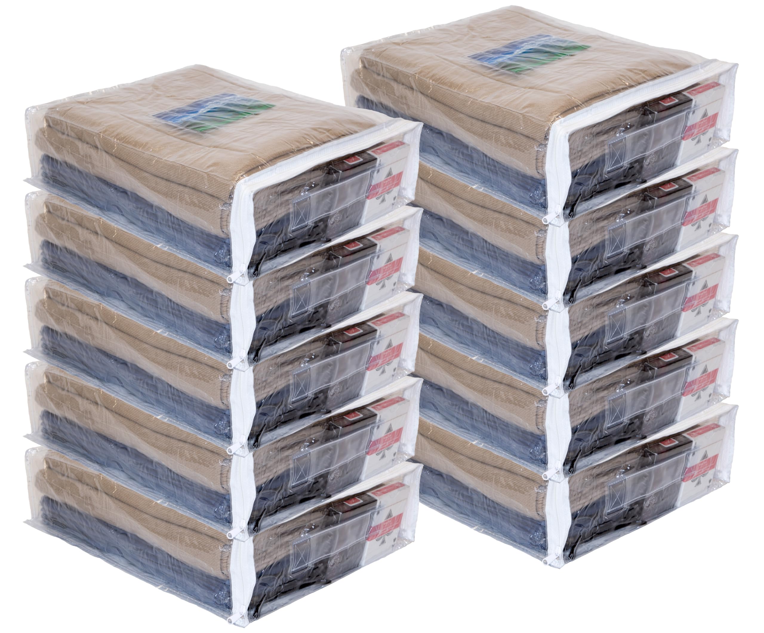 Clear Vinyl Zippered Storage Bags 12 x 15 x 4 Inch 10-Pack