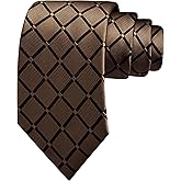 GUSLESON 3.15"(8cm) Fashion Solid Plaid Ties Mens Woven Jacquard Necktie for Wedding