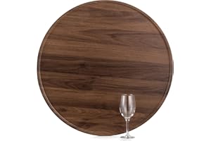 Extra Large Ottoman Serving Tray: Hanobe Round Walnut Wooden Decorative Coffee Table Tray Rustic Circle Big Charcuterie Board