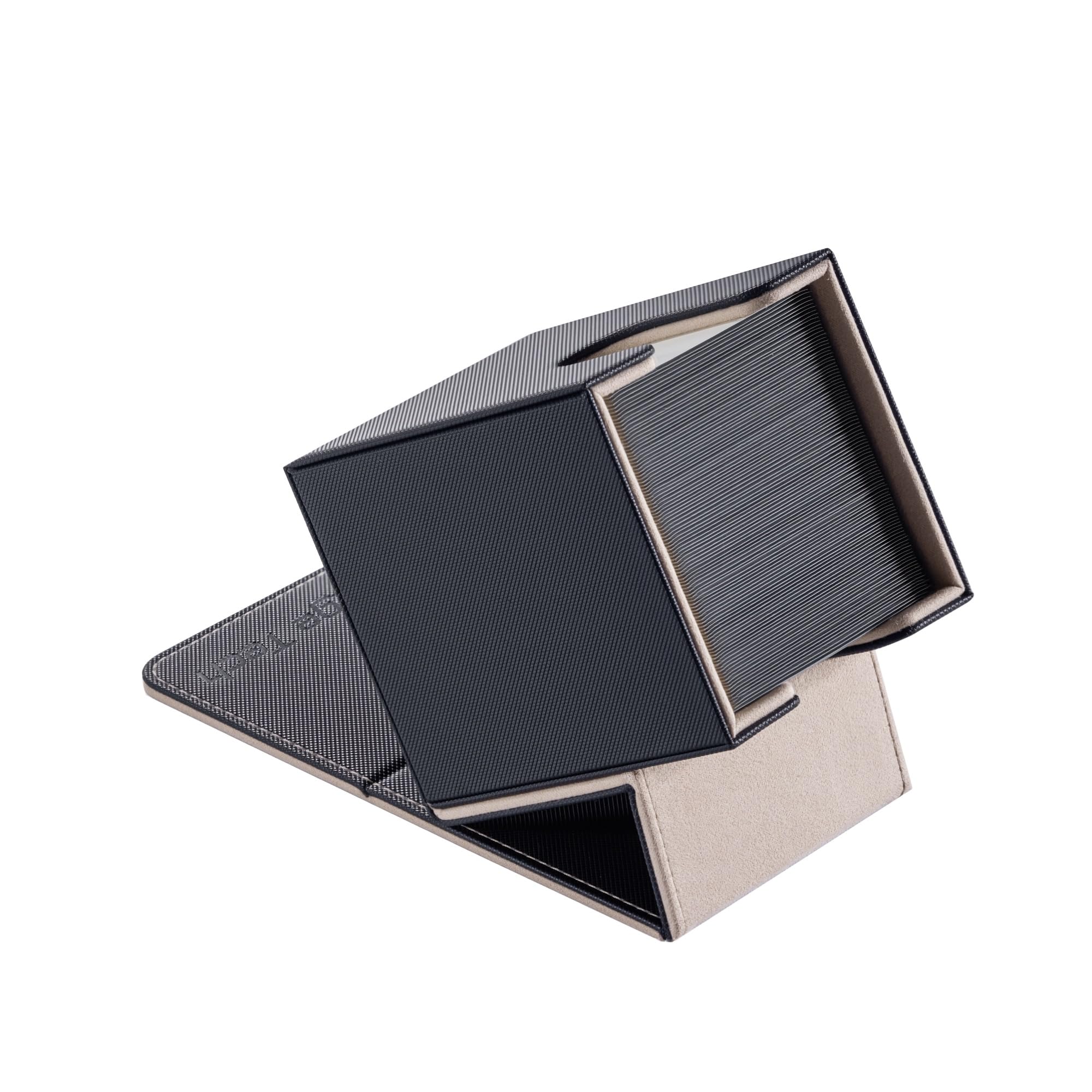 Mage Tech Adventurer [Apprentice] Modular Deck Box - Holds 99 Double-Sleeved Cards - Ultra-Rugged, Expandable Design - MTG PTCG LOR OPCG & More - Black/Pale Gold