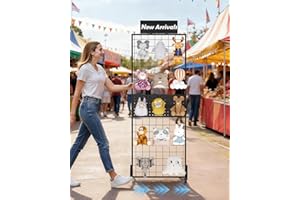 DEMEGA 6' x 2' Ft Grid Wall Panel, Pegboard Gridwall Display Stand with Notice board, Sturdy Floorstanding Wire Grid Rack, Movable Silent Wheel for Home Organization Retail Trade Art Craft Show Vendor