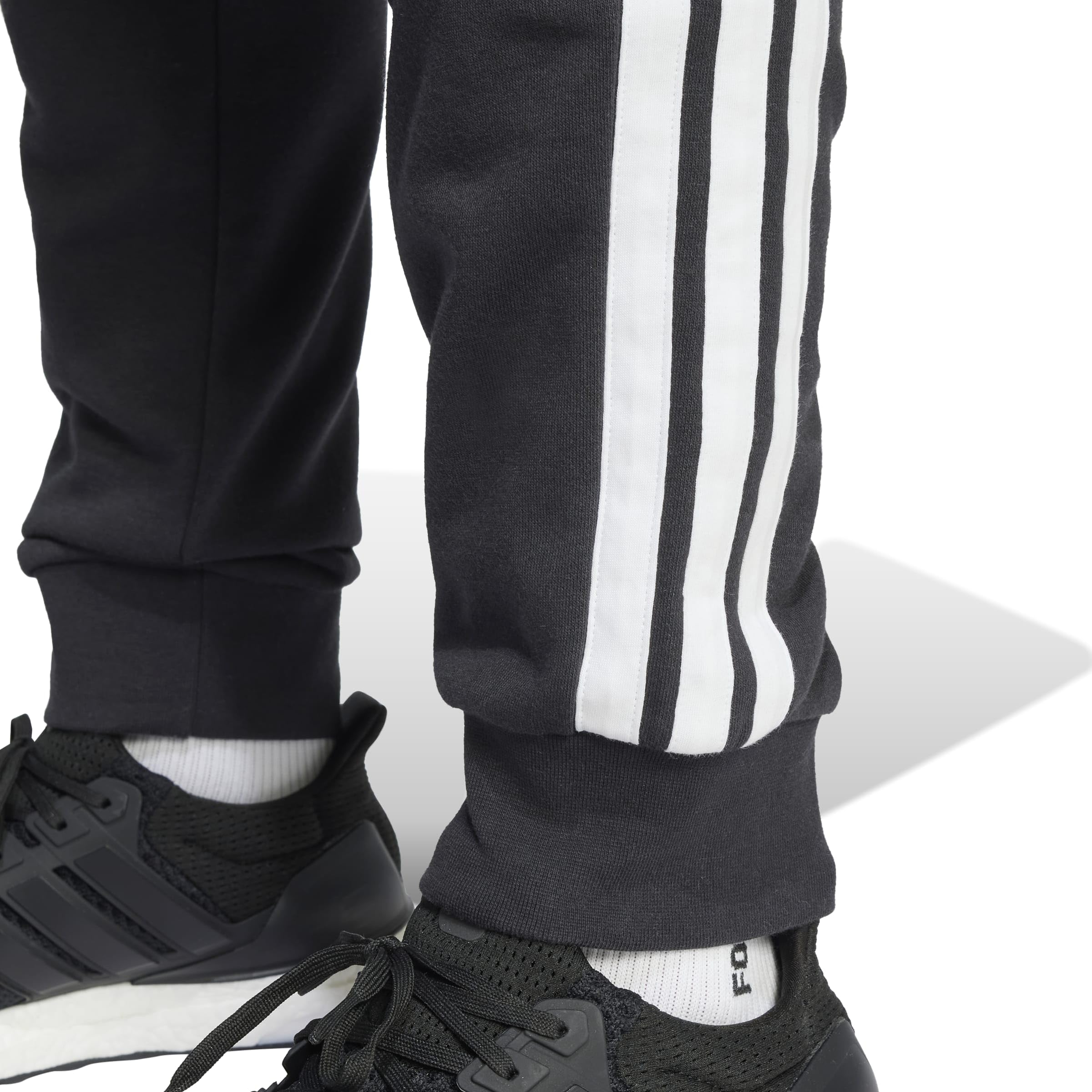 adidas Herren Essential Three Stripes French Terry Pants, Black/White, L 4