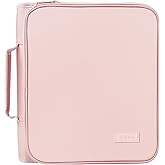SUNEE Zippered Binder Bag with Handle, 2-Inch 3-Ring O-Ring, 500-Sheet Capacity, Includes Zip Pocket, 5-Tab Expanding File Folder, Multi-Pocket Organizer Binder for Middle School, Pink Lotus