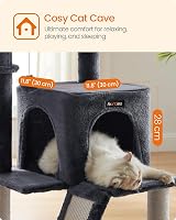 Feandrea Cat Tree Tower Smoky Grey PCT51GV1 Widened Perch 2-in-1 Ramp view 5